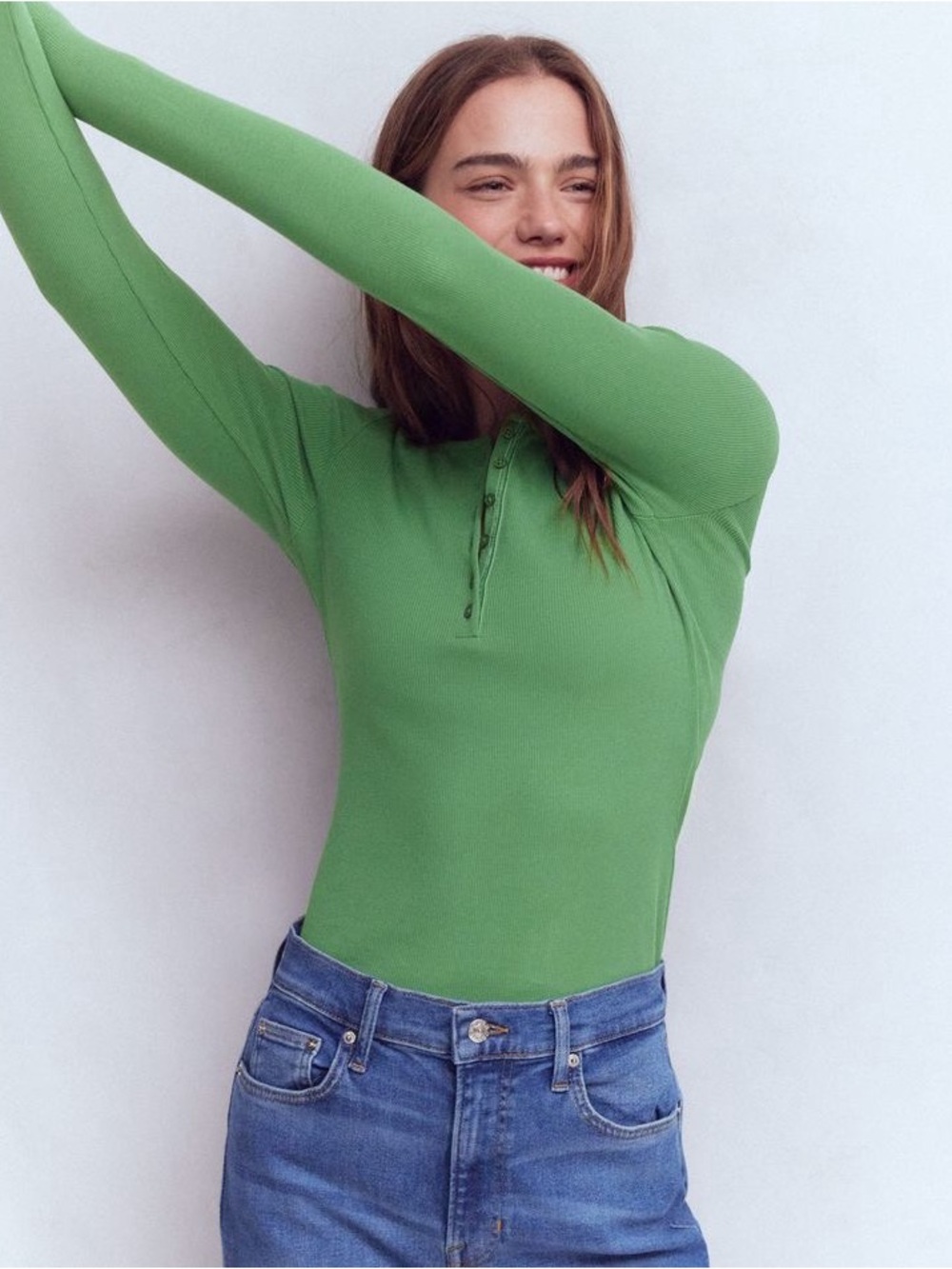 Rib scoop neck long sleeve tee